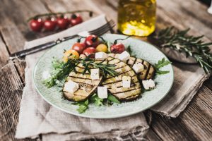 Grilled eggplant with feta cheese