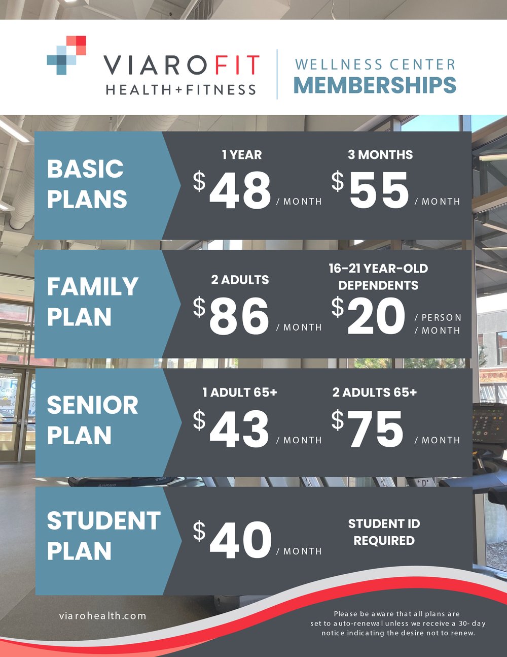 ViaroFit Memberships - Prices